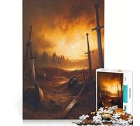 Puzzle da 1000 pezzi per adulti, "Conseguenze di una battaglia" con spade ed elmi, gioco rompicapo, attività divertenti da fare a casa, collezione d'artista, belle arti 38x26cm