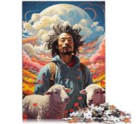 Puzzle da 1000 pezzi per adulti: contadino e la sua pecora, con poster coordinato e foglio quiz per adolescenti dai 14 anni in su, 26 x 38 cm