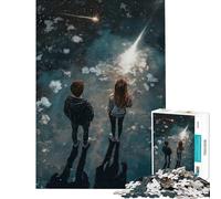 Puzzle da 1000 pezzi per adulti coppia che osserva le stelle sotto le stelle cadenti gioco rompicapo per adulti schema di assemblaggio gioco stimolante regalo (dimensioni 50x75cm)