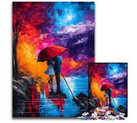 Puzzle da 1000 pezzi per adulti, coppia che tiene un ombrello Puzzle in legno, difficile e impegnativo, ottimi regali e giocattoli per bambini dai 14 anni in su, 50x75cm