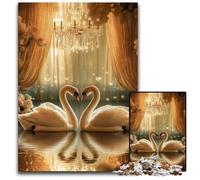 Puzzle da 1000 pezzi per adulti, coppia di cigni, rompicapo impegnativo per adolescenti, divertente serata di giochi in famiglia, 26x38cm