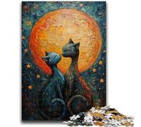 Puzzle da 1000 pezzi per adulti, coppia di gatti, aiuta il cervello a esercitare, giocattoli avvincenti per coltivare la pazienza, collezione di artisti, belle arti, 50x75cm