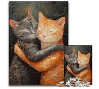 Puzzle da 1000 pezzi per adulti, coppia di gatti, puzzle in legno, antistress, per trascorrere il tempo in casa, un'opera d'arte per bambini dai 14 anni in su, 50x75cm