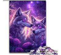 Puzzle da 1000 pezzi per adulti, coppia di lupi, attività di legame familiare, feste e compleanni, 50x75cm