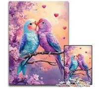Puzzle da 1000 pezzi per adulti, coppia di pappagalli e luna, puzzle in cartone, sfida per il cervello, regalo perfetto per adolescenti e arredamento per la casa, 26x38cm