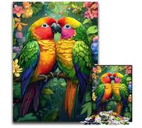 Puzzle da 1000 pezzi per adulti, coppia di pappagalli, puzzle in legno dal design intricato per adolescenti, decorazioni fai da te e divertimento che stimola il cervello, 50x75cm