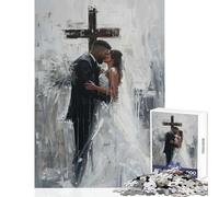 Puzzle da 1000 pezzi per adulti coppia di sposi sotto la croce giocattoli per la decorazione della casa regali di Babbo Natale segreto gioco pratico allena il cervello e le mani dimensioni 50x75cm