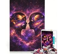 Puzzle da 1000 pezzi per adulti, coppia galattica, arte digitale, antistress, difficile, lista dei desideri con Babbo Natale 50x75cm