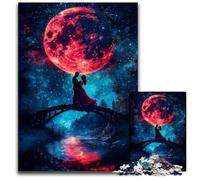 Puzzle da 1000 pezzi per adulti, coppia sotto la luna, puzzle in legno con gioco interattivo per famiglie, bambini dai 14 anni in su, 50x75cm
