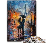 Puzzle da 1000 pezzi per adulti Coppia sotto la Torre Eiffel Difficile e stimolante con poster abbinato e foglio di quiz per età 14 50x75cm