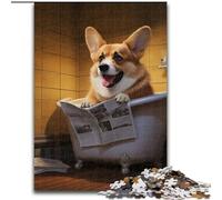 Puzzle da 1000 pezzi per adulti Corgi che legge il giornale Puzzle da 1000 pezzi per adulti per divertimento in famiglia Perfetto per le vacanze, serate di gioco interattive (dimensione 50x75cm)