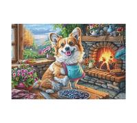 Puzzle Da 1000 Pezzi Per Adulti Corgi Fireplace 1000 PCS 75x50cm Attività Al Coperto Giorno Di Pioggia Perfetto Per Bambini Adolescenti Adulti Divertimento Familiare
