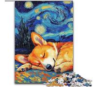 Puzzle da 1000 pezzi per adulti Corgi Night Sky in legno, perfetto per regali di compleanno, Natale e Halloween 50x75cm, decorazione artistica fai da te, regalo di compleanno perfetto