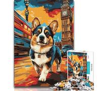Puzzle da 1000 pezzi per adulti, Corgi sotto il Big Ben, puzzle da 1000 pezzi, perfetto per le serate di gioco, giocattolo colorato per la casa, regalo (dimensioni 75x50cm)