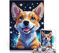 Puzzle da 1000 pezzi per adulti Corgi sotto le stelle Difficile da completare ma divertente e umoristico per la decorazione della casa 50x70cm