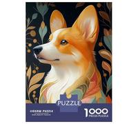 Puzzle Da 1000 Pezzi Per Adulti Corgi with Floral Pattern Animal Puzzle Gioco Rompicapo Regalo Per Donne Difficile E Stimolante 38x26cm/1000pcs