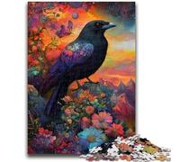 Puzzle da 1000 pezzi per adulti Corvi e fiori Difficile e stimolante con poster abbinato e foglio di quiz per età 14 50x75cm
