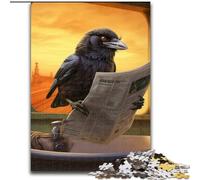 Puzzle da 1000 pezzi per adulti Corvo che legge il giornale Puzzle impossibili per adulti Attività per famiglie, rompicapo, arredamento per la casa, regalo per le feste Dimensioni: 38x26cm