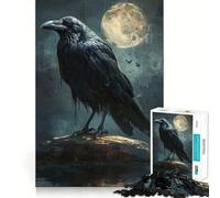 Puzzle da 1000 pezzi per adulti,corvo nero e luna piena,decorazione a incastro,gioco cognitivo divertente,gioco di pace,attività per compleanno 50x75cm