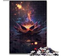 Puzzle da 1000 pezzi per adulti Cosmic Bloom Black Lotus in legno, Capodanno, regalo per le feste 50x75cm, coinvolgente attività di gioco per la famiglia