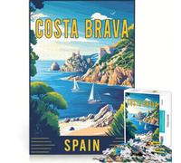 Puzzle da 1000 pezzi per adulti, Costa Brava in Spagna, gioco impossibile, interazione genitore-figlio, lista dei desideri con Babbo Natale 38x52cm
