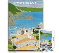 Puzzle da 1000 pezzi per adulti Costa Brava Spagna Gioco educativo per famiglie, divertente e umoristico, regalo di compleanno, dimensioni 50x75cm