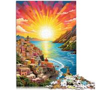 Puzzle da 1000 pezzi per adulti Costiera Amalfitana colorato decorazione per la casa, 26 x 38 cm, adatto come decorazione da scrivania