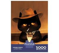 Puzzle Da 1000 Pezzi Per Adulti CowBoy Cat - Western Cat Puzzle Per Adolescenti Gioco Per Famiglie Sfida Difficile Riduzione Dello Stress Regali 38x26cm/1000pcs