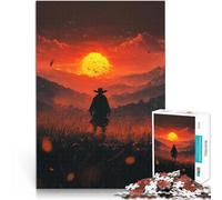 Puzzle da 1000 pezzi per adulti Cowboy nei campi Difficile da completare ma divertente e umoristico Gioco educativo per compleanno e Natale 75x50cm