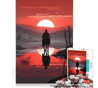 Puzzle da 1000 pezzi per adulti cowboy rosso nel deserto gioco rilassante assemblaggio di figure lista dei desideri con Babbo Natale 50x75cm