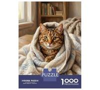 Puzzle Da 1000 Pezzi Per Adulti Cozy Cat Wrapped in Blanket Puzzle Per Adulti Giocattolo Decorazione Da Parete Decorazione Perfetta Ottimo Regalo Per I Giocatori 70x50cm/1000pcs