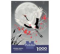 Puzzle Da 1000 Pezzi Per Adulti Crane in Flight with Cherry Blossoms Puzzle Per Adulti Gioco Rompicapo Vacanza A Casa Passatempo Interazione Genitore-figlio 70x50cm/1000pcs