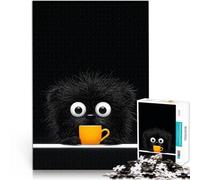 Puzzle da 1000 pezzi per adulti Creatura pelosa nera con tazza giochi divertenti per famiglie Migliorare l'amore tra le coppie 70x100cm