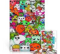 Puzzle da 1000 pezzi per adulti Creature scarabocchiate carine Gioco di famiglia antistress sfida difficile regali per amici e familiari 38x26cm