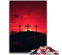 Puzzle da 1000 pezzi per adulti Croce al tramonto, antistress, per trascorrere il tempo libero e interagire con i genitori (75x50cm)