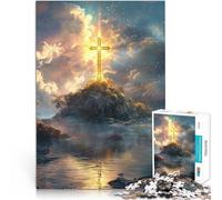 Puzzle da 1000 pezzi per adulti Croce di Cristo Difficile da completare ma divertente e umoristico Migliorare l'amore tra le coppie 75x50cm