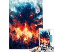 Puzzle da 1000 pezzi per adulti Cthulhu Eldritch Horror Sopra la Città Pittura Digitale Puzzle per Adulti Gioco Rompicapo Regalo di Compleanno Offerta Regalo per Tutta la Famiglia (Dimensioni 38x52cm)
