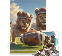 Puzzle da 1000 pezzi per adulti cuccioli di leone football americano old school gioco educativo difficile e stimolante collezione d'artista belle arti 38x26cm