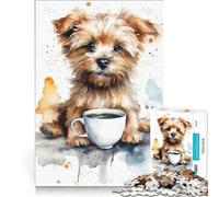Puzzle da 1000 pezzi per adulti "Cucciolo all'ora del caffè" gioco educativo difficile e stimolante ideale come regalo 50x75cm