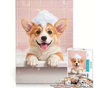 Puzzle da 1000 pezzi per adulti, cucciolo di Corgi che fa il bagno, gioco educativo, attività per la famiglia, per rafforzare l'amore tra le coppie 50x75cm