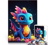 Puzzle da 1000 pezzi per adulti cucciolo di drago neon Antistress Vacanza in patria Uccidere il tempo Lista dei desideri con Babbo Natale 38x26cm
