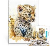 Puzzle da 1000 pezzi per adulti cucciolo di ghepardo ad acquerello Analisi e logica Ogni pezzo è unico - Gioco divertente e stimolante per tutta la famiglia 38x26cm