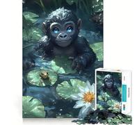 Puzzle da 1000 pezzi per adulti,cucciolo di gorilla in uno stagno,animale,ritaglio preciso,arte,gioco di logica,divertimento per il tempo libero,compleanno,gioco artistico (50x75cm)