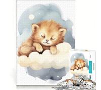 Puzzle da 1000 pezzi per adulti, cucciolo di leone che dorme, gioco educativo, sfida impegnativa, rafforza l'amore tra le coppie, 38x26cm