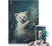 Puzzle da 1000 pezzi per adulti Cucciolo di orso polare sorridente Giocattoli fai da te Ogni pezzo è unico - Gioco divertente e stimolante per tutta la famiglia 38x26cm