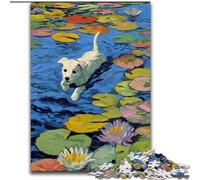 Puzzle da 1000 pezzi per adulti, cucciolo nello stagno, perfetto per il divertimento in famiglia a Natale, Ringraziamento, compleanni e Pasqua, 50x75cm