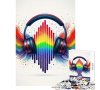 Puzzle da 1000 pezzi per adulti cuffie arcobaleno con equalizzatore giocattoli antistress grafici opere d'arte regali per famiglie giochi difficili e stimolanti dimensioni 50x75cm
