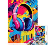 Puzzle da 1000 pezzi per adulti cuffie su uno sfondo colorato giocattolo decorazione da parete opera d'arte regalo per artisti di giochi educativi collezione di belle arti dimensioni 38x26cm
