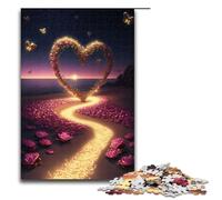 Puzzle da 1000 pezzi per adulti Cuore sulla spiaggia giocattolo educativo decompressivo idee regalo 75x50 cm