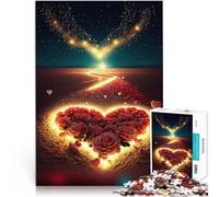 Puzzle da 1000 pezzi per adulti Cuore sulla spiaggia Giocattolo educativo intellettuale decomprimente Adatto per la decorazione del desktop 38x26cm